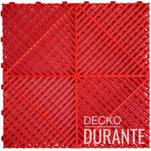 Strong Durante Diy Multipurpose Tiles: Garage Tile - RED - Interlocking Polypropylene Flooring | DECKO DURANTE (400x400x18 mm tile)
