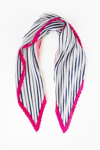 Accessories 1: Pleated Scarf | Pink & Navy Stripe