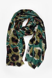 Accessories 1: Green Abstract Leopard Scarf