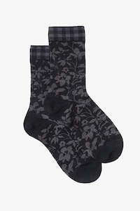 Antler Nz: Black Floral Vine Sock