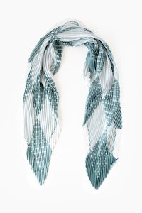 Pleated Scarf | Sage and White Stars
