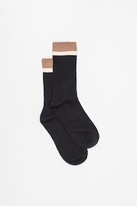 Antler Nz: Ribbed Block Sock | Black Oat
