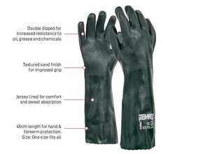 Green PVC Guantlet Glove 45cm