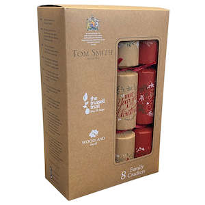 Christmas Crackers: Crackers - "Tom Smith" Kraft Red and Gold Family 8's
