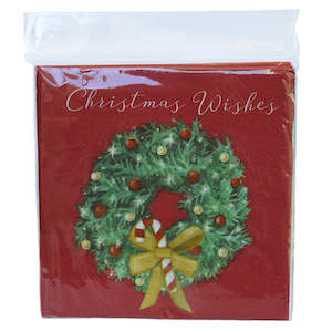 Christmas Crackers: Christmas Serviettes - Wreath 'Christmas Wishes'