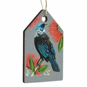 Christmas Decorations Silver: New Zealand Made Eco Christmas Decoration - Tui Silver