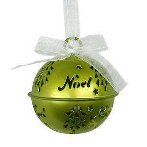 Green: Ball Noel - Green Tin Christmas Decoration - Large