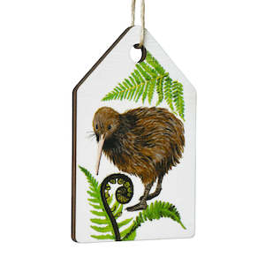 Green: New Zealand Made Eco Christmas Decoration - Kiwi White