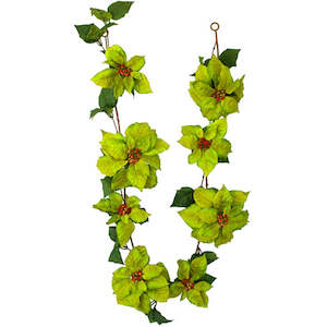 Artificial Vines Garlands: Garlands - Poinsettia Flowers - Christmas Green 6ft - Box Lot Deal (3)