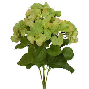 Artificial Flowers Ghijkl: Hydrangea Bunch - Artificial - Cambridge variety - Green