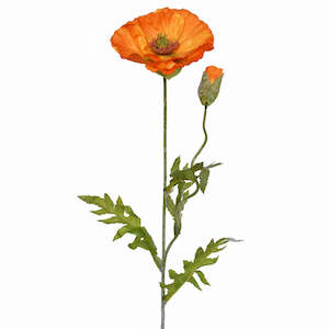 Artificial Flowers Orange Yellow: Poppy Spray - Orange