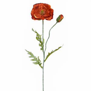 Artificial Flowers Orange Yellow: Poppy Spray - Burnt Orange