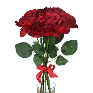 Rose Flower Bouquet - 5 heads full bloom - Red