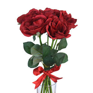 Rose Flower Bouquet - 7 heads full bud - Red