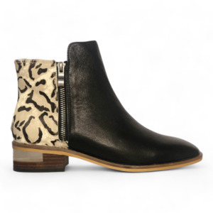 Womens Boots: Bresley Semple - Black/Cream Leopard