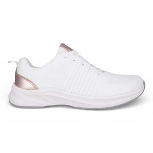 Ladies Walking Shoes: Cabello Walker - White/Rose Gold