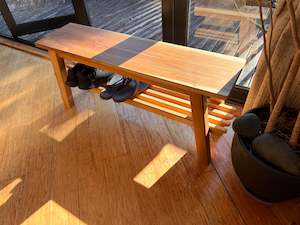 Nz Handcrafted Furniture: Handcrafted Bench Seat with Shoe Rack - NZ Made