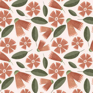 Bird Stories: Pohutukawa pure cotton fabric