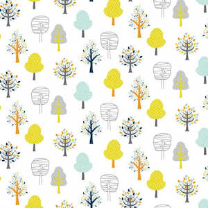 Woodland Trees pure cotton fabric