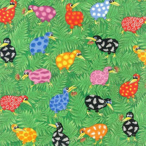 Rainbow Kiwis pure cotton fabric