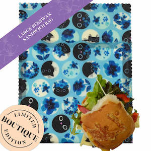 Beeswaxwraps And Bags: Pretty Kitty - large sandwich bag