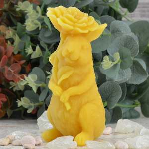 Pure Beeswax Candles All: Sweetpea Holding a Flower -  Bunny Rabbit Beeswax Candle