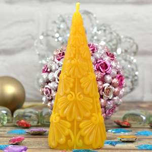 Pure Beeswax Candles All: Lace Fan Christmas Tree Beeswax Candle