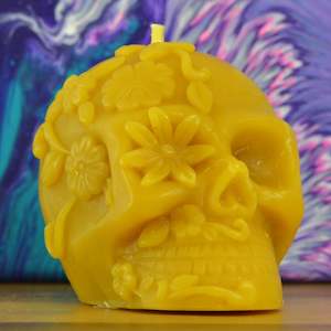 Dia de los Muertos Skull Beeswax Candle