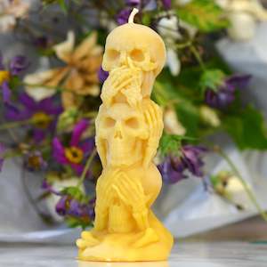 Skull Beeswax Candles: See No Evil, Hear No Evil, Speak No Evil Beeswax Candle