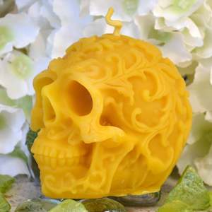Skull Beeswax Candles: Baroque Skull Beeswax Candle
