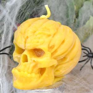 Jack o'Lantern Skull Beeswax Candle