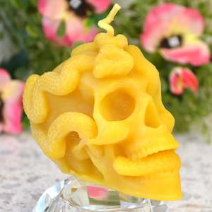 Skull Beeswax Candles: Snake-Eyes Skull Beeswax Candle