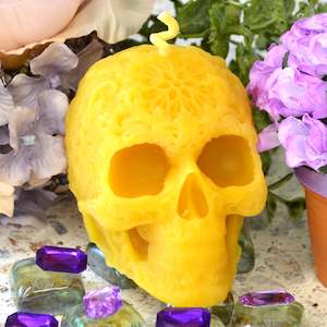 Gothic Lace Skull Beeswax Candle