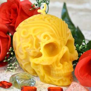 Medieval Skull Beeswax Candle