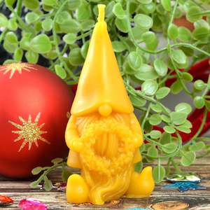 Christmas Candles: Keith with a Wreath Christmas Elf Beeswax Candle
