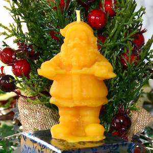 Father Christmas Checking Lists Beeswax Candle