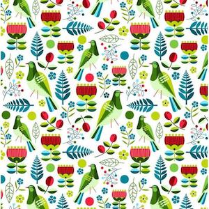 Pure Cotton Fabrics: Early Birds - Kereru pure cotton fabric