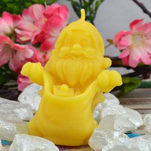 Father Christmas Checking His Sack of Toys Beeswax Candle
