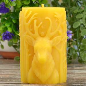 Pure Beeswax Candles All: Reindeer Pillar Beeswax Candle
