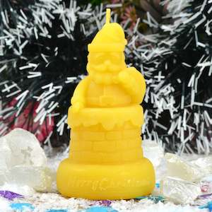 Pure Beeswax Candles All: Santa Climbing Down a Chimney Beeswax Candle
