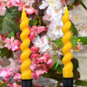 Beeswax Taper Candles: Candy Twist Beeswax Taper Candle