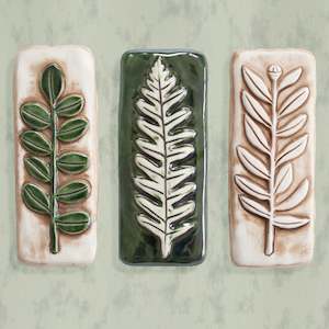 Tealight Cups: Native Leaves - set of 3 - Ceramic Wall Art