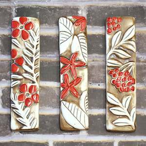 Tealight Cups: Native Bloom - set of 3 - Ceramic Wall Art