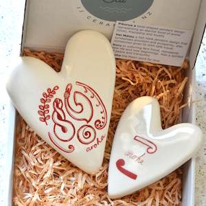 Tealight Cups: Aroha Hearts Duo - Ceramic Wall Art