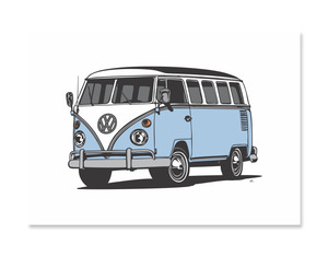 Combi Van Art Print – Blue
