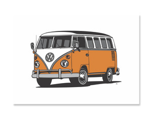 Combi Van Art Print – Orange