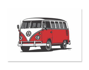 Products: Combi Van Art Print – Red