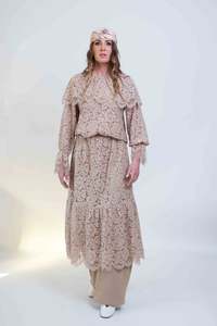 Sheryl May Sand Lace Tier Skirt