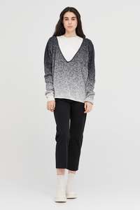 Knitwear: Taylor Gradient Submerge Sweater Smoke/Ivory