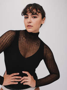 Knitwear: Standard Issue Cotton Tulle Skivvy Black